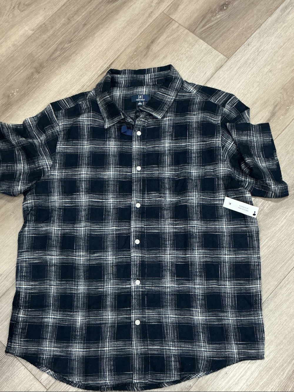 Men's Navy Black Plaid Button-Up Shirt